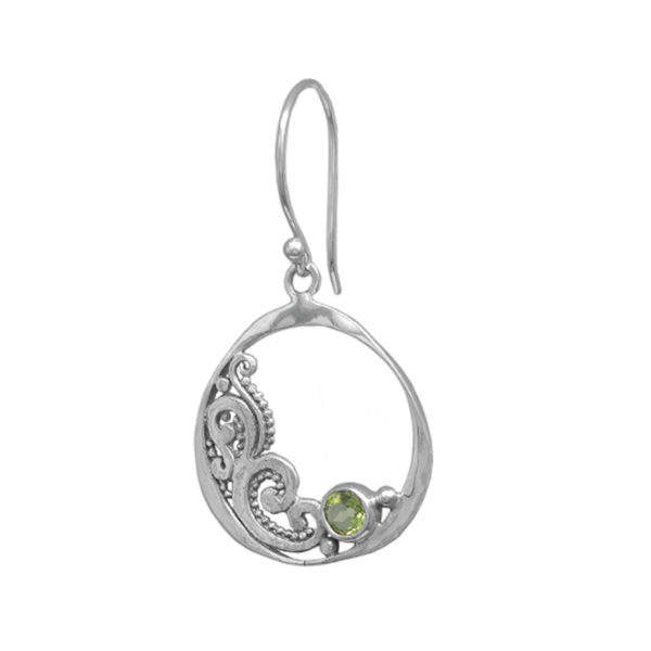 Sterling Silver Nouveau Earring with Peridot - Image 2