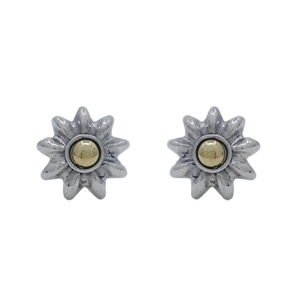 Sterling Silver Flower Stud with 22k Gold