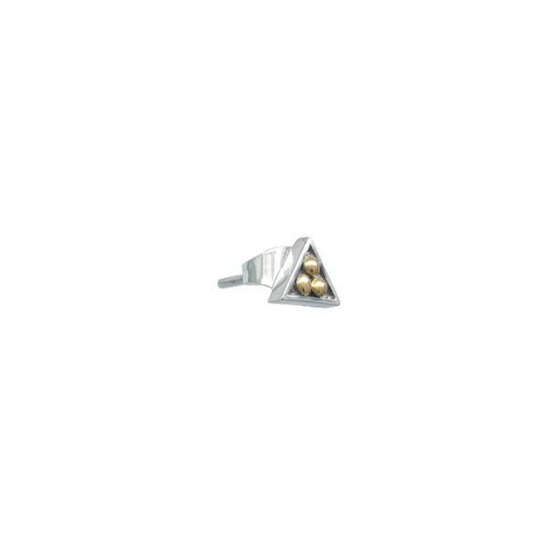 Triangle Sterling Silver Stud with 18k Gold Dots - Image 2