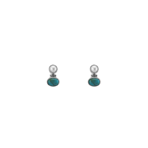 Sterling Silver Stud with Pearl & Turquoise
