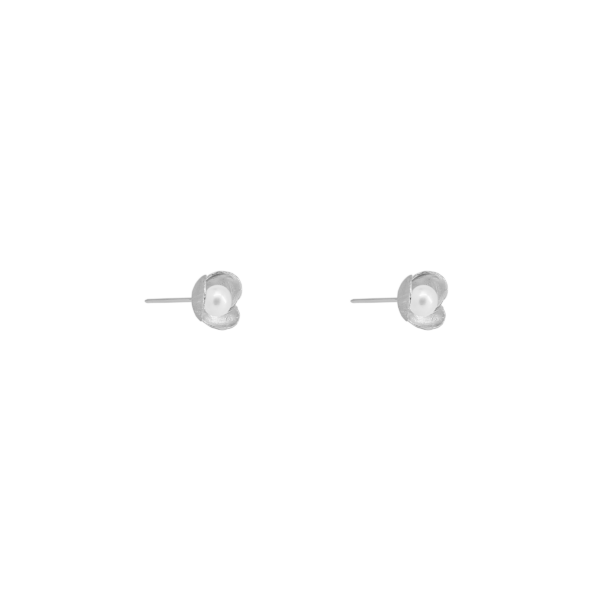 Sterling 3 Petal Pearl Stud