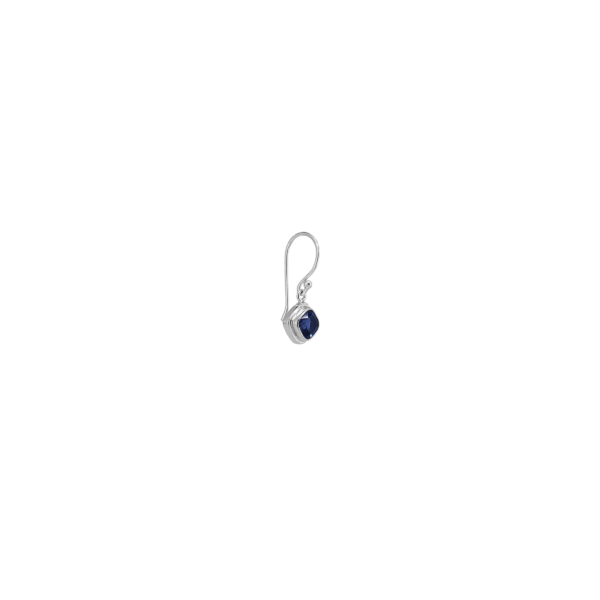 Sterling Silver & Lab Blue Sapphire Square Dangle - Image 3