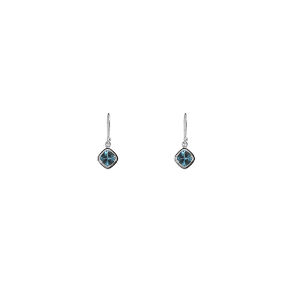 Sterling Silver & Lab Green Tourmaline Square Dangle