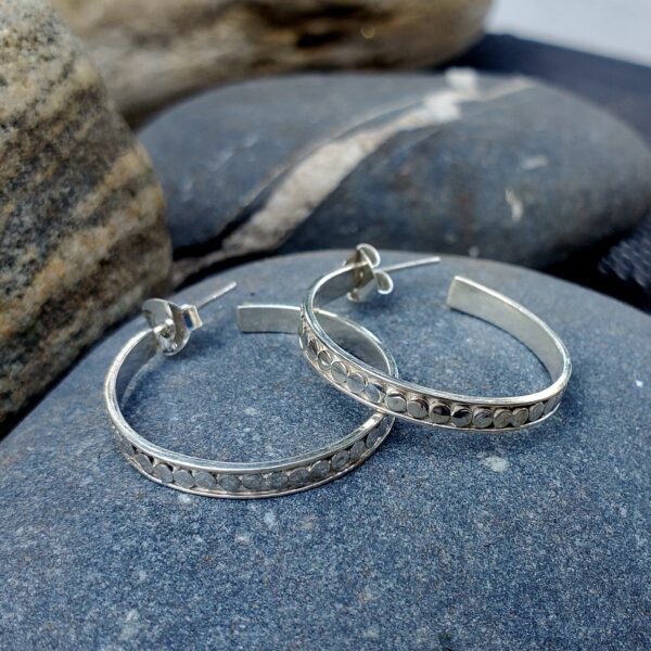 Sterling Silver Polka Dot Hoop - Image 2