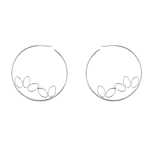Sterling Silver Mod Leaf Hoop