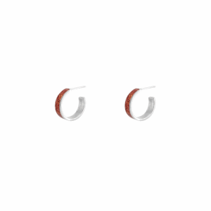 Sterling Silver Hoop with Coral Inlay