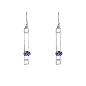 Long Mod Sterling Silver Dangle with Amethyst