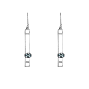 Long Mod Sterling Silver Dangle with Blue Topaz