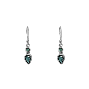 Sterling Silver & Two Green Quartz Dangle