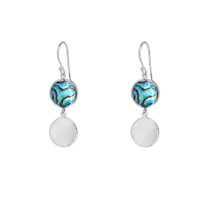 Sterling Silver & Paua Shell Two Circle Dangle