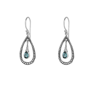 Two Part Sterling Silver & Green Tourmaline Dangle